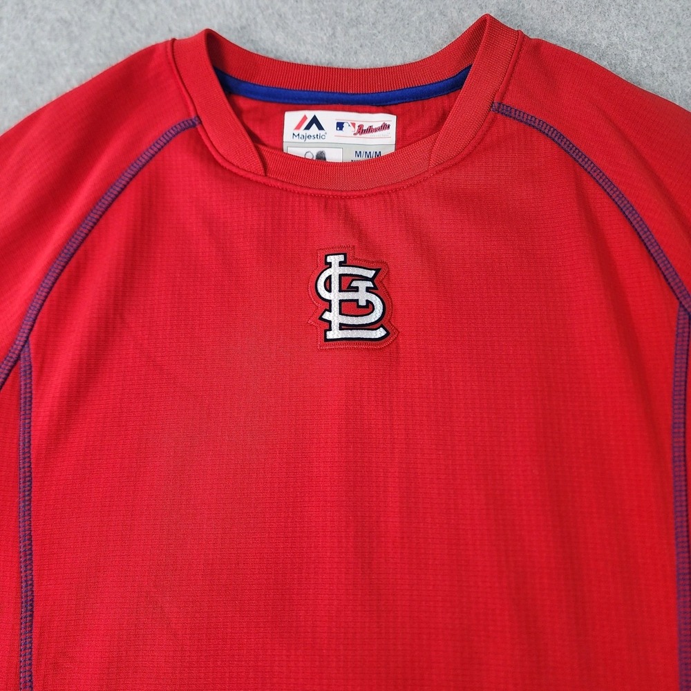 St Louis Cardinals MLB Warm Up Sweatshirt Mens M‎ Red Majestic Pocket Pullover